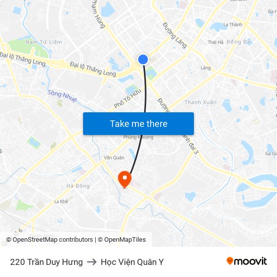 220 Trần Duy Hưng to Học Viện Quân Y map