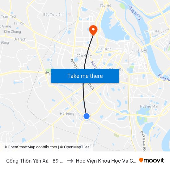 Cổng Thôn Yên Xá - 89 Cầu Bươu to Học Viện Khoa Học Và Công Nghệ map