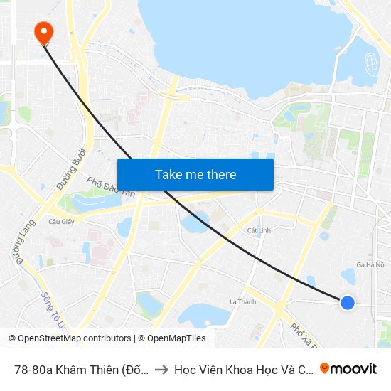 78-80a Khâm Thiên (Đối Diện 71) to Học Viện Khoa Học Và Công Nghệ map