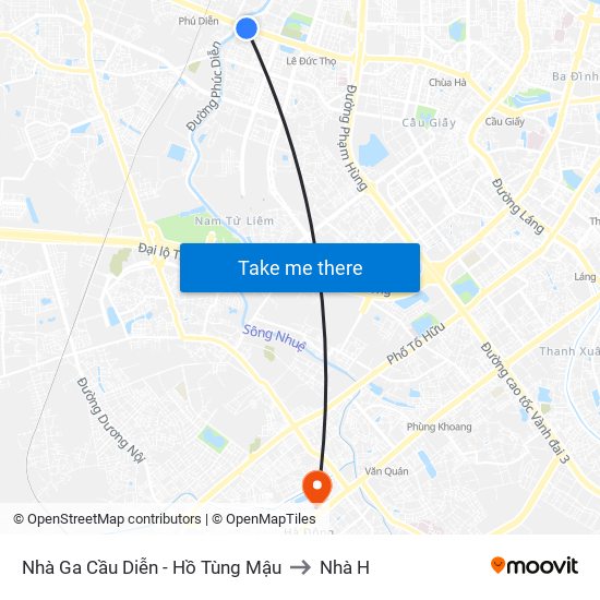 Nhà Ga Cầu Diễn - Hồ Tùng Mậu to Nhà H map