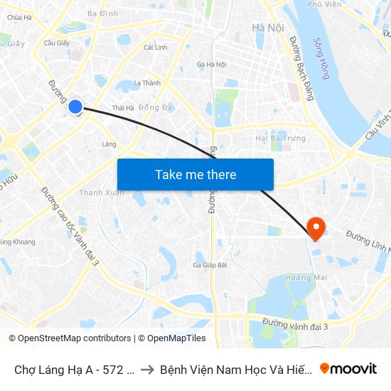 Chợ Láng Hạ A - 572 Đường Láng to Bệnh Viện Nam Học Và Hiếm Muộn Hà Nội map