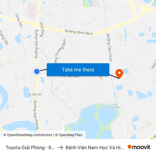 Toyota Giải Phóng - 807 Giải Phóng to Bệnh Viện Nam Học Và Hiếm Muộn Hà Nội map