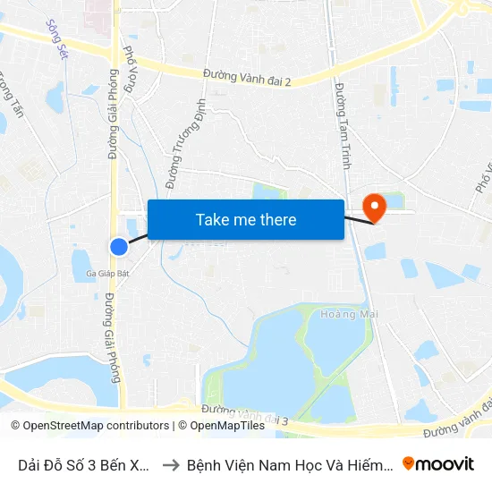 Dải Đỗ Số 3 Bến Xe Giáp Bát to Bệnh Viện Nam Học Và Hiếm Muộn Hà Nội map