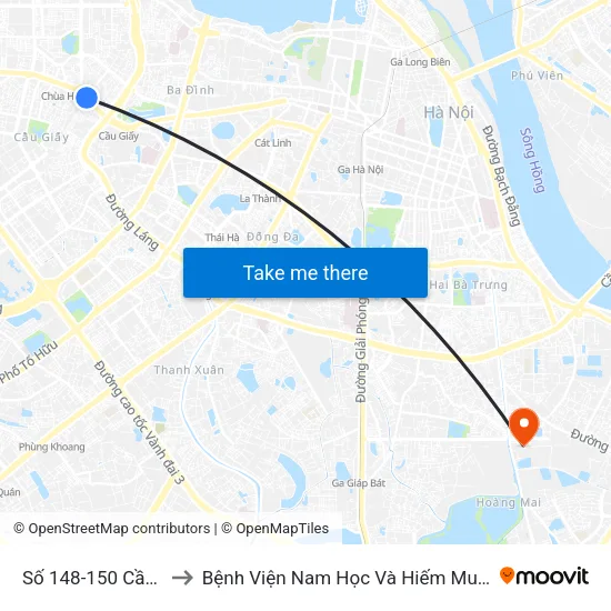 Số 148-150 Cầu Giấy to Bệnh Viện Nam Học Và Hiếm Muộn Hà Nội map