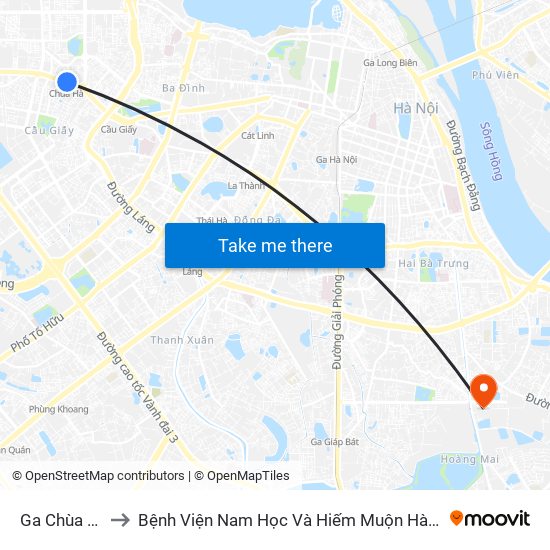 Ga Chùa Hà to Bệnh Viện Nam Học Và Hiếm Muộn Hà Nội map