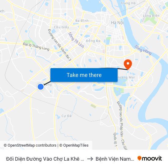 Đối Diện Đường Vào Chợ La Khê (Qua Ga Metro La Khê) - 405 Quang Trung (Hà Đông) to Bệnh Viện Nam Học Và Hiếm Muộn Hà Nội map