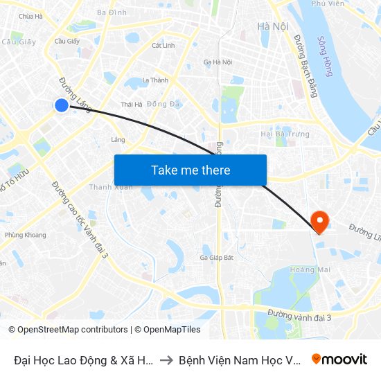 Đại Học Lao Động & Xã Hội - 43 Trần Duy Hưng to Bệnh Viện Nam Học Và Hiếm Muộn Hà Nội map
