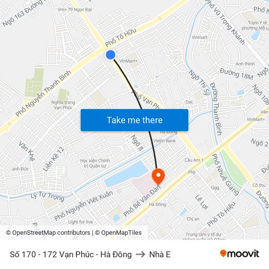 Số 170 - 172 Vạn Phúc - Hà Đông to Nhà E map