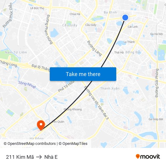 211 Kim Mã to Nhà E map