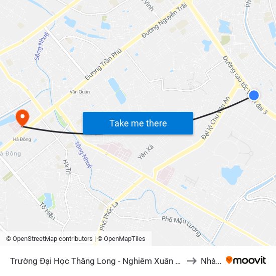 Trường Đại Học Thăng Long - Nghiêm Xuân Yêm to Nhà E map