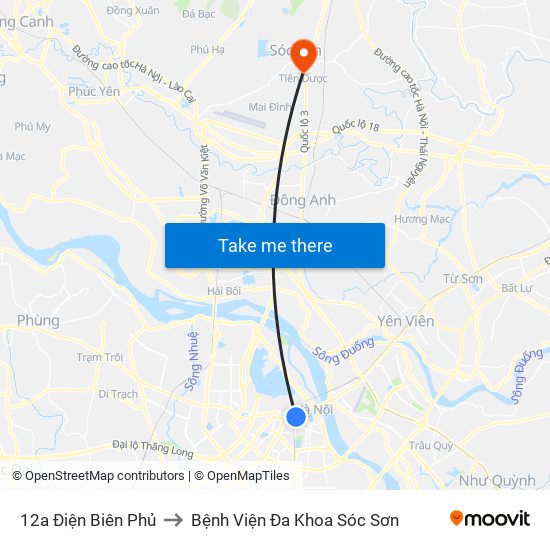 12a Điện Biên Phủ to Bệnh Viện Đa Khoa Sóc Sơn map