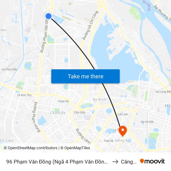 96 Phạm Văn Đồng (Ngã 4 Phạm Văn Đồng - Xuân Đỉnh) to Căng Tin map