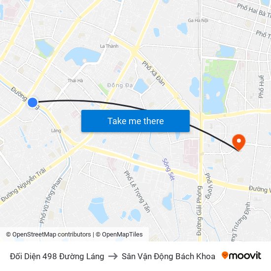 Đối Diện 498 Đường Láng to Sân Vận Động Bách Khoa map