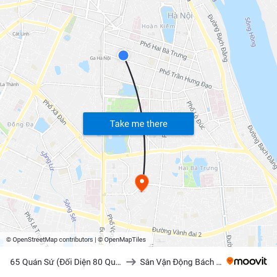 65 Quán Sứ (Đối Diện 80 Quán Sứ) to Sân Vận Động Bách Khoa map