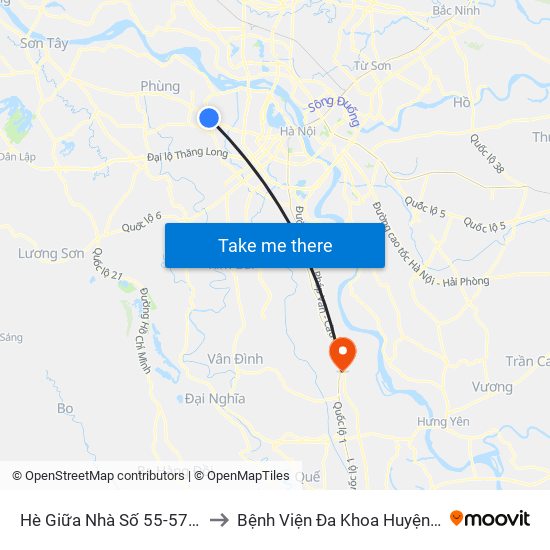 Hè Giữa Nhà Số 55-57 Phố Nhổn to Bệnh Viện Đa Khoa Huyện Phú Xuyên map