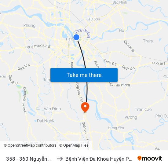 358 - 360 Nguyễn Văn Cừ to Bệnh Viện Đa Khoa Huyện Phú Xuyên map