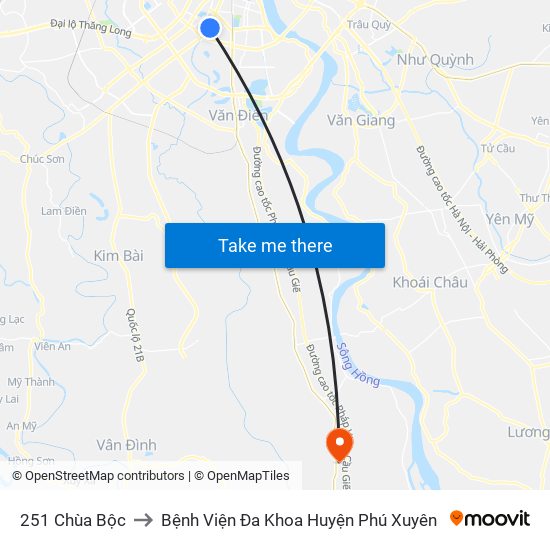 251 Chùa Bộc to Bệnh Viện Đa Khoa Huyện Phú Xuyên map