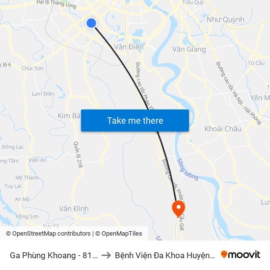 Ga Phùng Khoang - 81 Trần Phú to Bệnh Viện Đa Khoa Huyện Phú Xuyên map