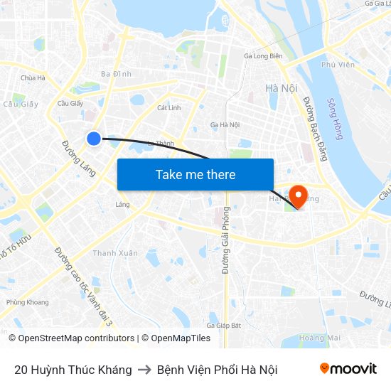 20 Huỳnh Thúc Kháng to Bệnh Viện Phổi Hà Nội map