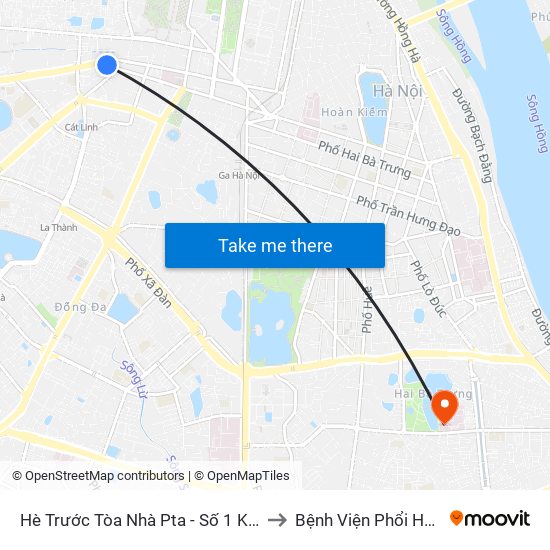 Hè Trước Tòa Nhà Pta - Số 1 Kim Mã to Bệnh Viện Phổi Hà Nội map