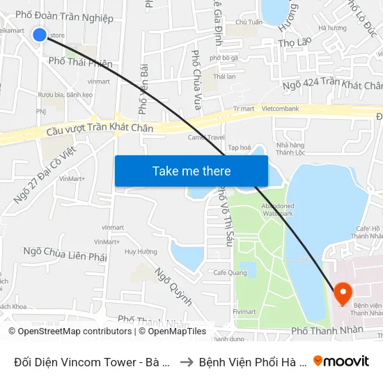 Đối Diện Vincom Tower - Bà Triệu to Bệnh Viện Phổi Hà Nội map
