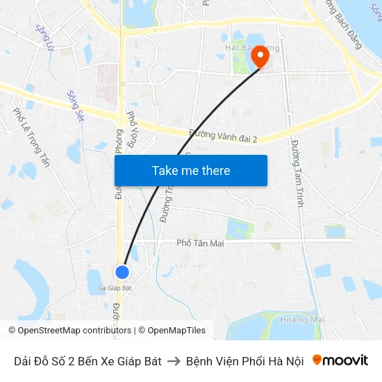 Dải Đỗ Số 2 Bến Xe Giáp Bát to Bệnh Viện Phổi Hà Nội map