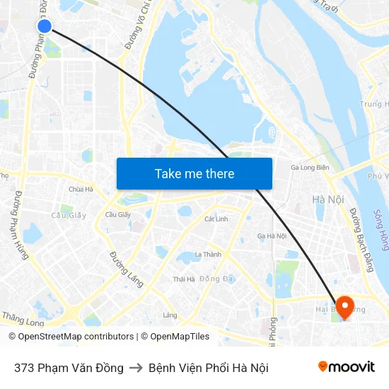 373 Phạm Văn Đồng to Bệnh Viện Phổi Hà Nội map