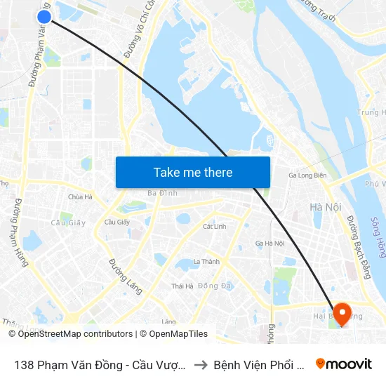 138 Phạm Văn Đồng - Cầu Vượt Bộ Hành to Bệnh Viện Phổi Hà Nội map
