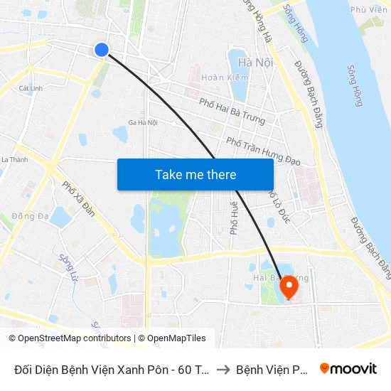 Đối Diện Bệnh Viện Xanh Pôn - 60 Trần Phú (Bộ Tư Pháp) to Bệnh Viện Phổi Hà Nội map