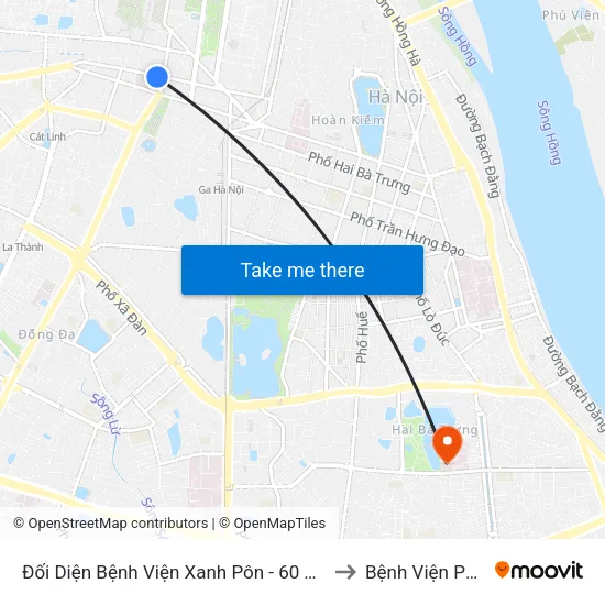 Đối Diện Bệnh Viện Xanh Pôn - 60 Trần Phú (Bộ Tư Pháp) to Bệnh Viện Phổi Hà Nội map