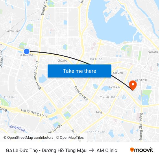 Ga Lê Đức Thọ - Đường Hồ Tùng Mậu to AM Clinic map