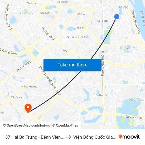 37 Hai Bà Trưng - Bệnh Viện Việt Nam Cu Ba to Viện Bỏng Quốc Gia Lê Hữu Trác map