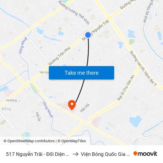 517 Nguyễn Trãi - Đối Diện Đại Học Hà Nội to Viện Bỏng Quốc Gia Lê Hữu Trác map