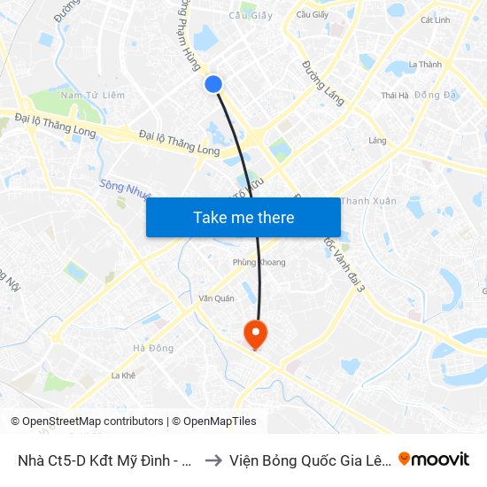 Nhà Ct5-D Kđt Mỹ Đình - Phạm Hùng to Viện Bỏng Quốc Gia Lê Hữu Trác map