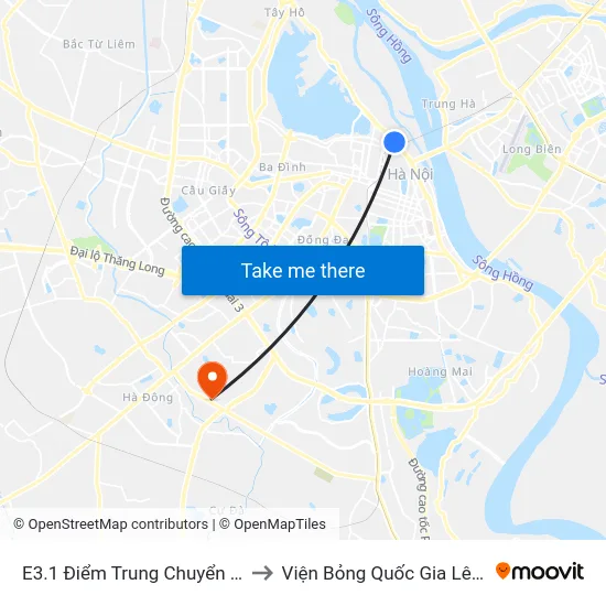 E3.1 Điểm Trung Chuyển Long Biên to Viện Bỏng Quốc Gia Lê Hữu Trác map
