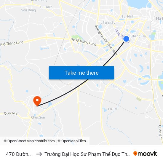 470 Đường Láng to Trường Đại Học Sư Phạm Thể Dục Thể Thao Hà Nội map