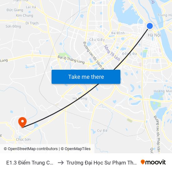 E1.3 Điểm Trung Chuyển Long Biên to Trường Đại Học Sư Phạm Thể Dục Thể Thao Hà Nội map