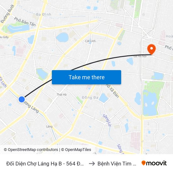 Đối Diện Chợ Láng Hạ B - 564 Đường Láng to Bệnh Viện Tim Hà Nội map