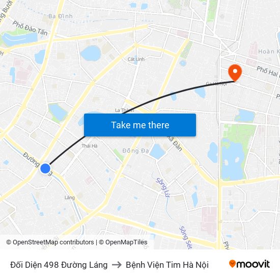 Đối Diện 498 Đường Láng to Bệnh Viện Tim Hà Nội map