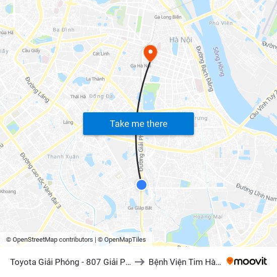 Toyota Giải Phóng - 807 Giải Phóng to Bệnh Viện Tim Hà Nội map