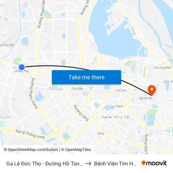 Ga Lê Đức Thọ - Đường Hồ Tùng Mậu to Bệnh Viện Tim Hà Nội map