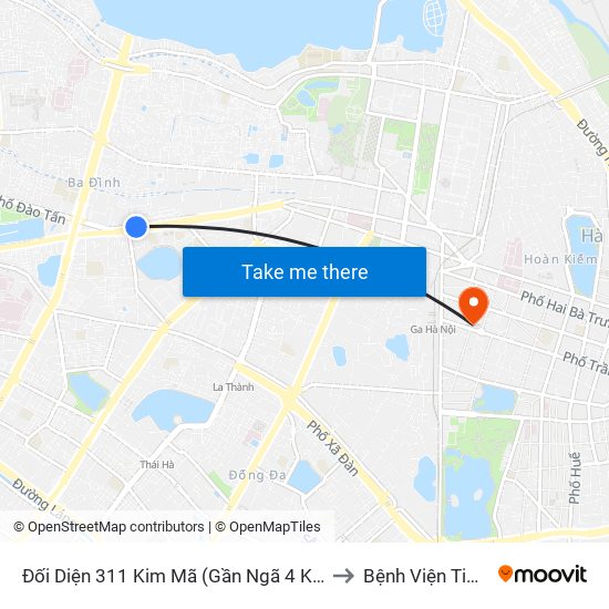 Đối Diện 311 Kim Mã (Gần Ngã 4 Kim Mã - Vạn Bảo) to Bệnh Viện Tim Hà Nội map