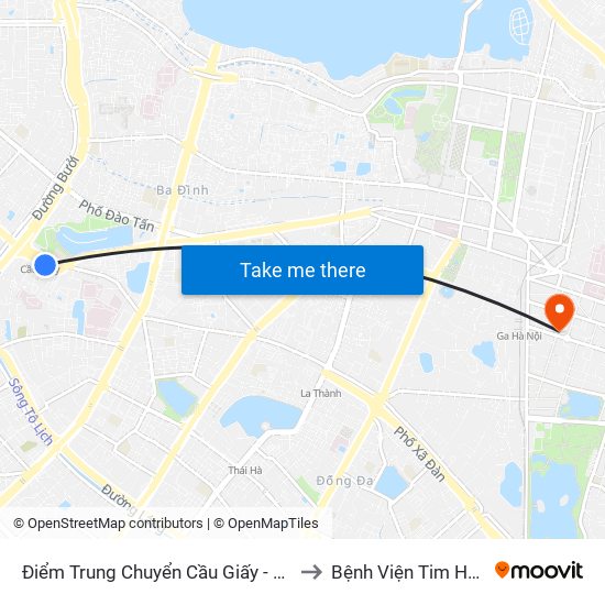 Điểm Trung Chuyển Cầu Giấy - Gtvt 02 to Bệnh Viện Tim Hà Nội map