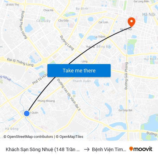 Khách Sạn Sông Nhuệ (148 Trần Phú- Hà Đông) to Bệnh Viện Tim Hà Nội map