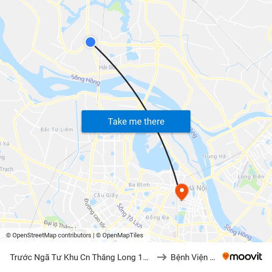 Trước Ngã Tư Khu Cn Thăng Long 100m (Chiều Nội Bài - Hà Nội) to Bệnh Viện Tim Hà Nội map