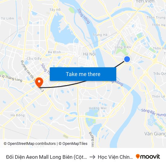 Đối Diện Aeon Mall Long Biên (Cột Điện T4a/2a-B Đường Cổ Linh) to Học Viện Chính Trị Khu Vực I map