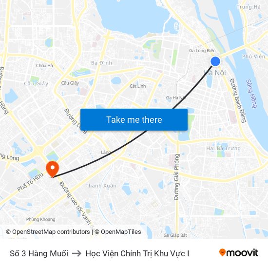 Số 3 Hàng Muối to Học Viện Chính Trị Khu Vực I map
