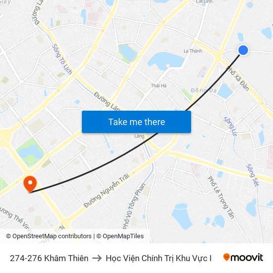 274-276 Khâm Thiên to Học Viện Chính Trị Khu Vực I map