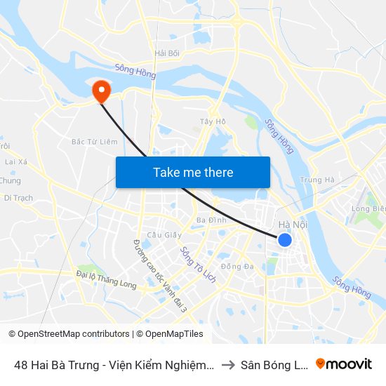 48 Hai Bà Trưng - Viện Kiểm Nghiệm Thuốc Trung Ương to Sân Bóng Liên Mạc map