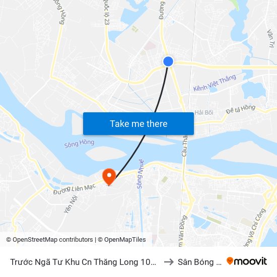 Trước Ngã Tư Khu Cn Thăng Long 100m (Chiều Nội Bài - Hà Nội) to Sân Bóng Liên Mạc map